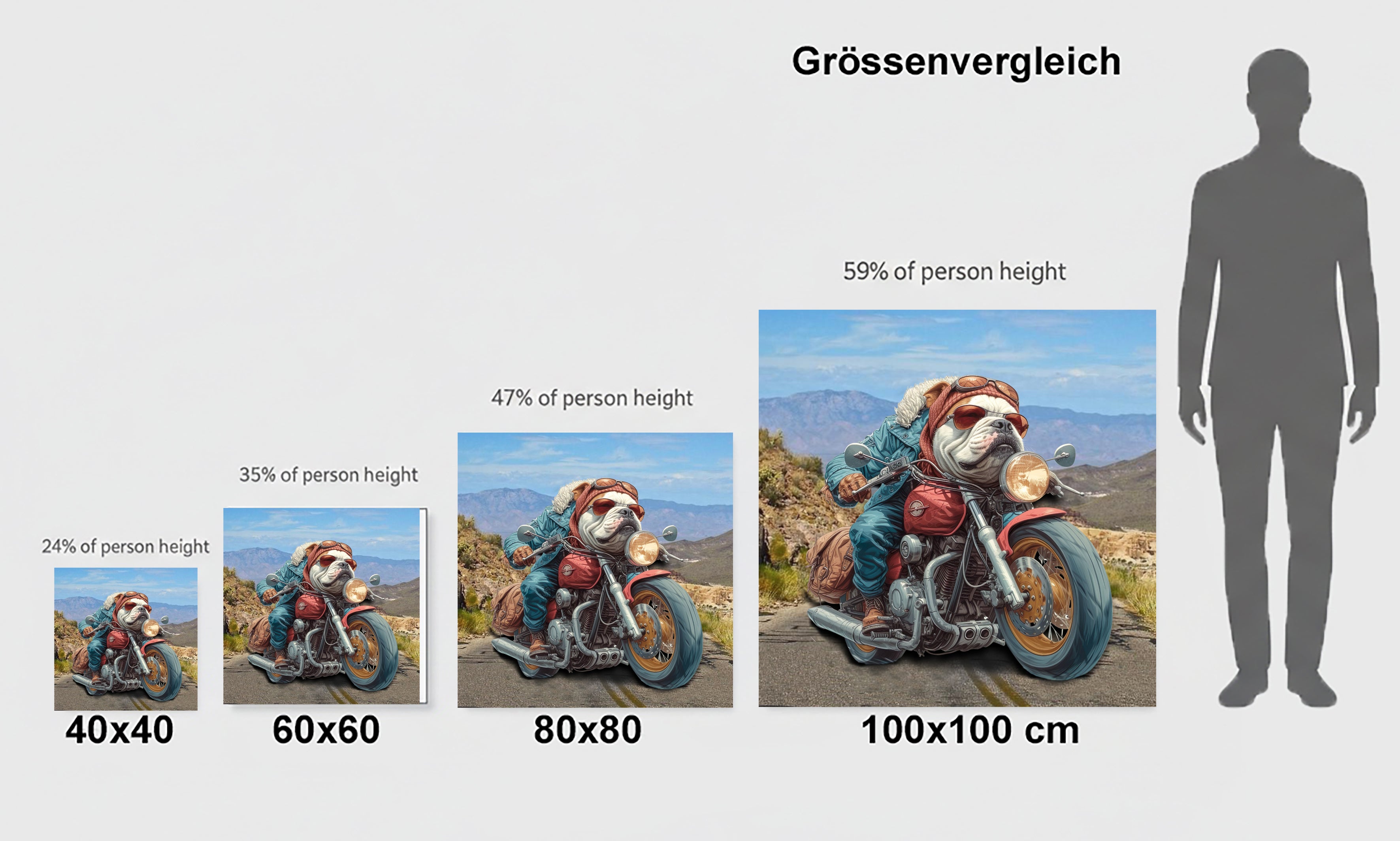 Wandbild Hunde auf Motorrad 4 Kunstdruck auf Leinwand