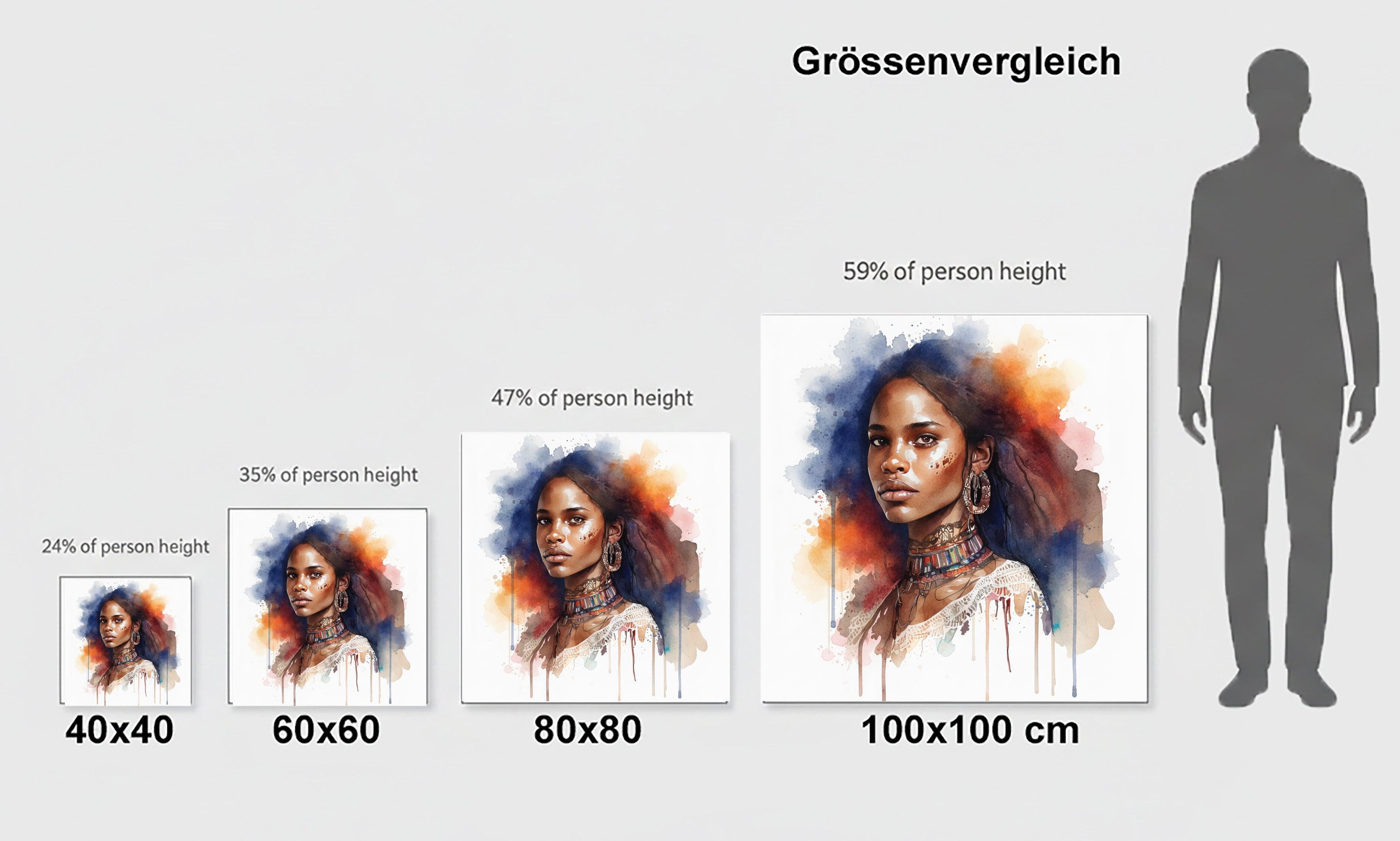Wandbild Afrikanerin Portrait mit Creolen und Stammeshalsschmuck