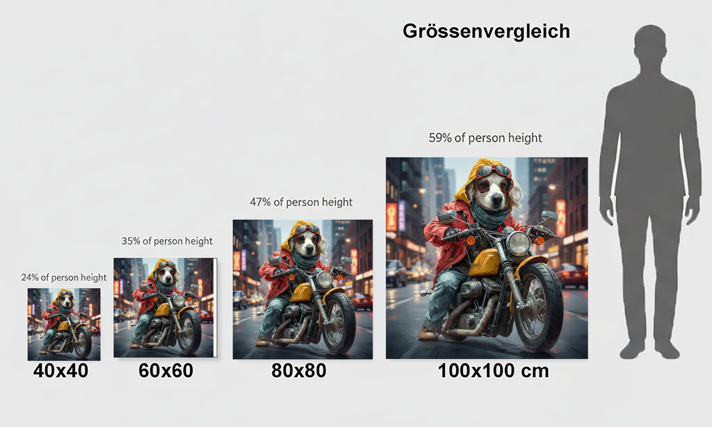 Wandbild Hunde auf Motorrad 2 Kunstdruck auf Leinwand