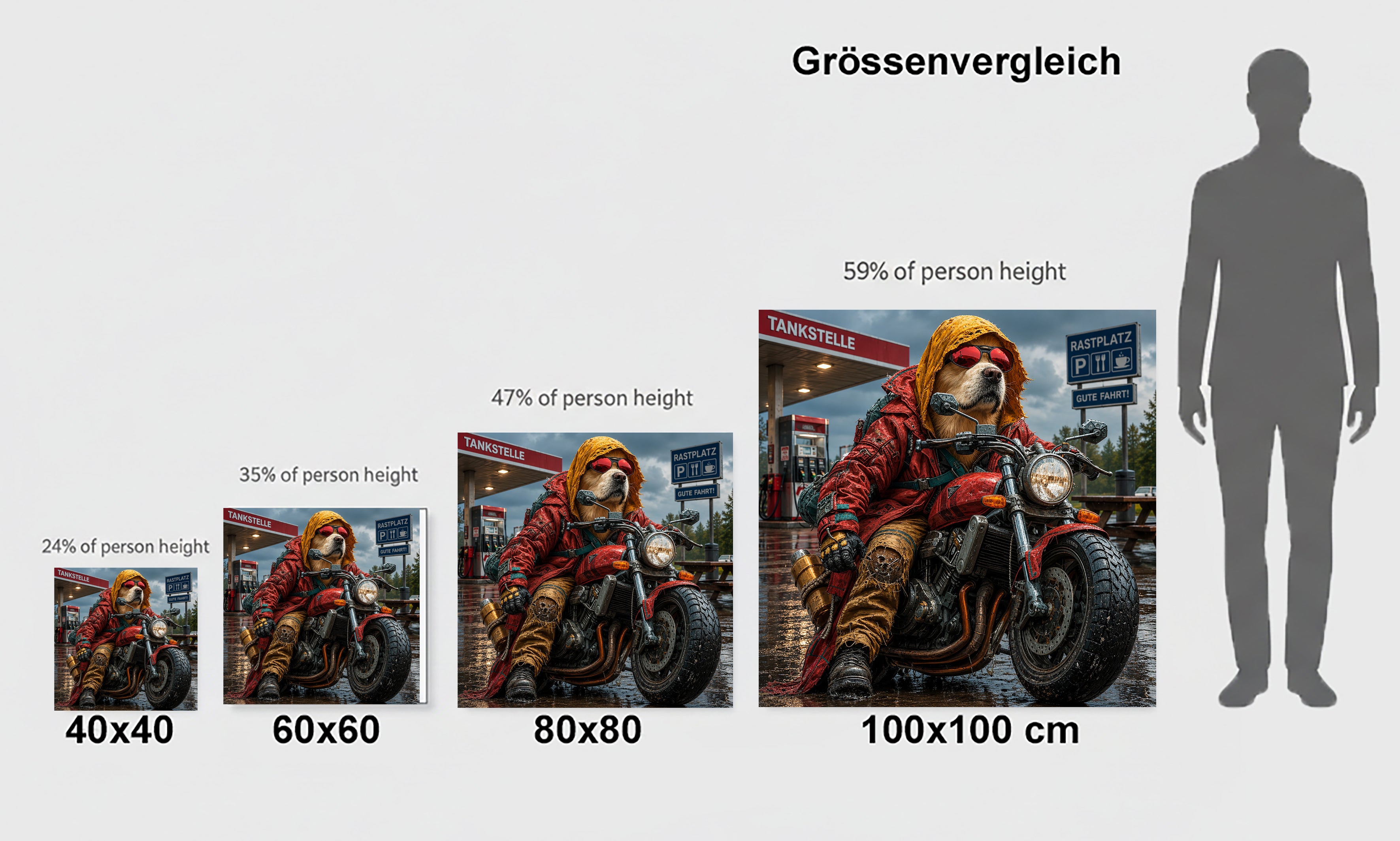 Wandbild Hunde auf Motorrad 10 Kunstdruck auf Leinwand
