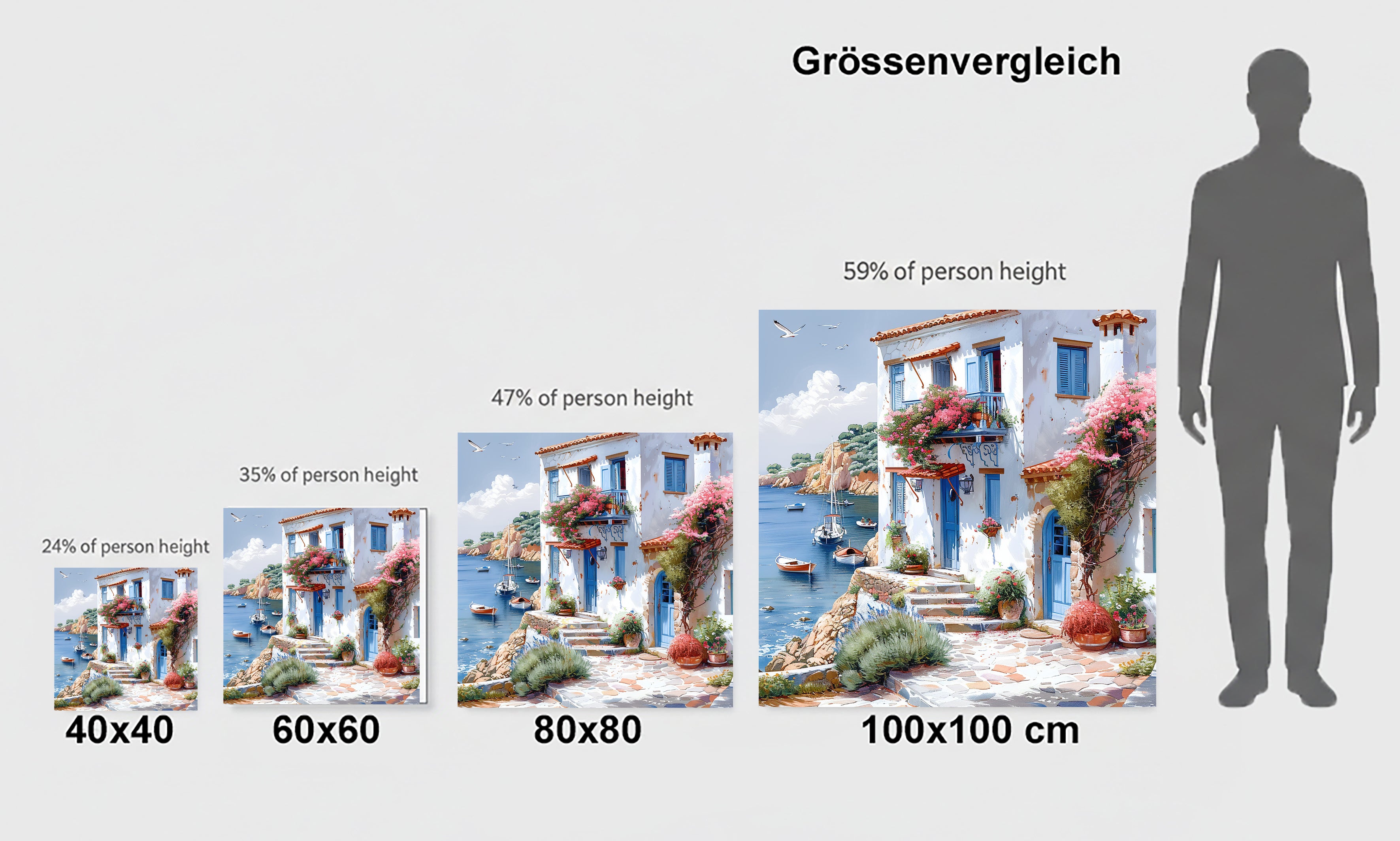 Mediterrane Küste 4  Landschaft Wandbild  Kunstdruck auf Leinwand