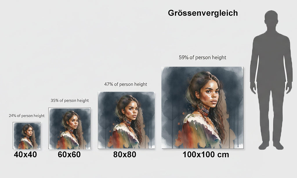 Afrikanerin Portrait mit offenem Haar und Halsband Aquarell