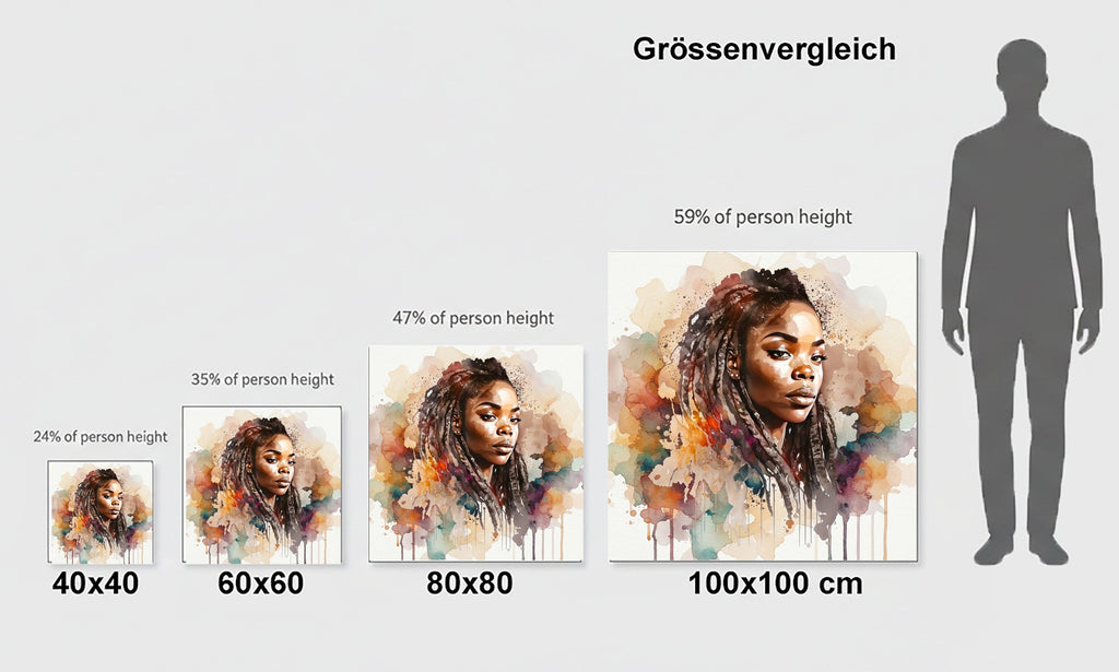 Afrikanerin Nr. 7 – Portrait mit Dreadlocks Aquarell Kunstdruck auf Leinwand