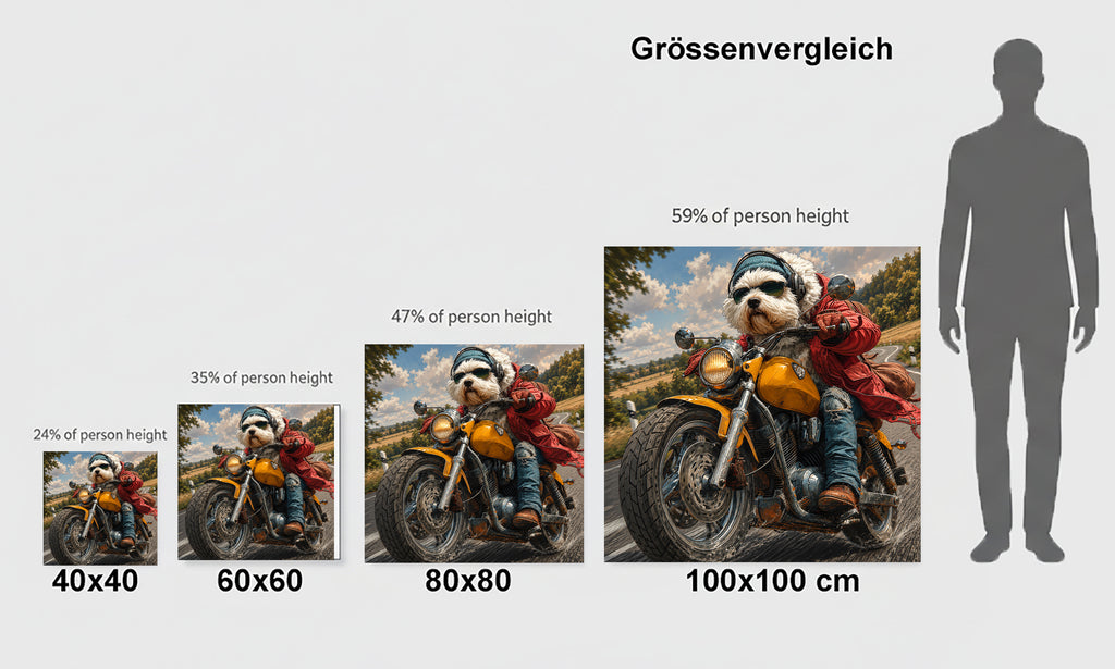 Wandbild Hunde auf Motorrad 8 Kunstdruck auf Leinwand