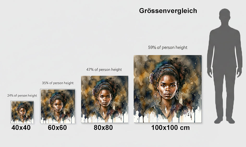 Afrikanerin Nr. 12 – Portrait mit Goldcreolen Aquarell Kunstdruck auf Leinwand