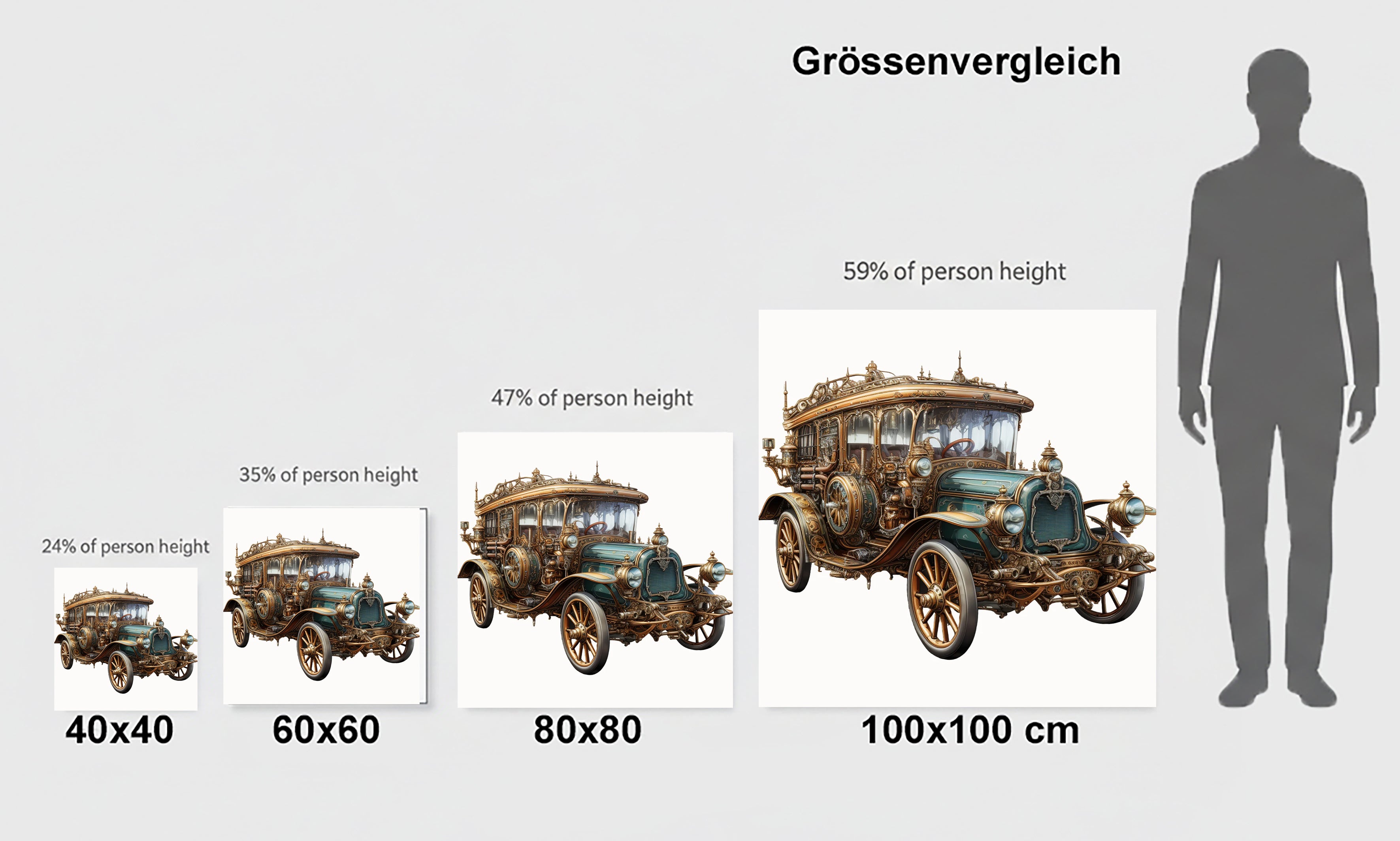 Wandbild Steampunk Oldtimer Autos 1 Kunstdruck auf Leinwand