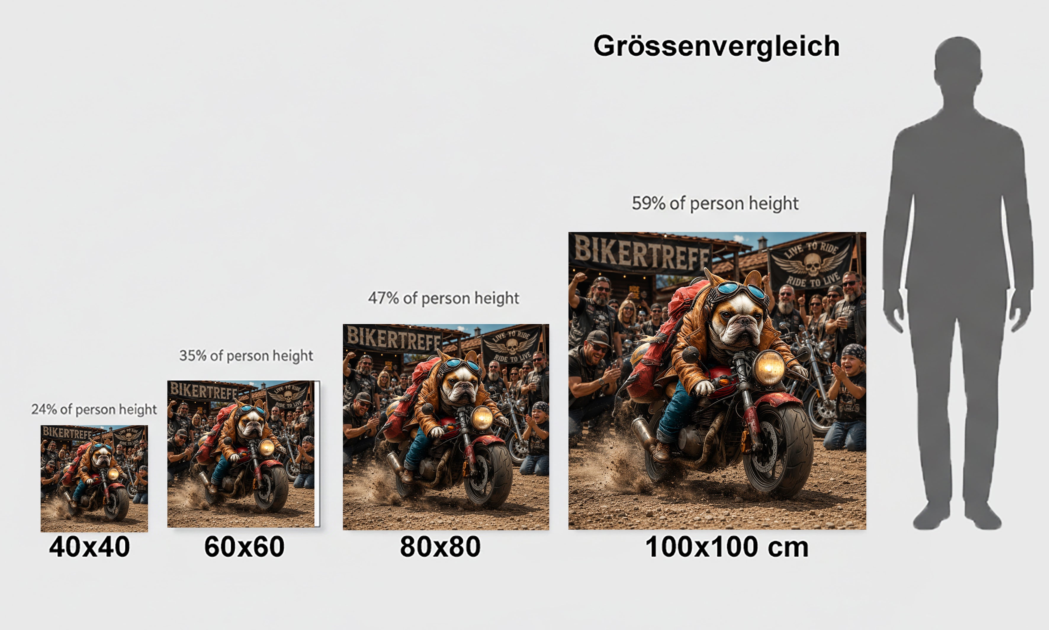 Wandbild Hunde auf Motorrad 11 Kunstdruck auf Leinwand
