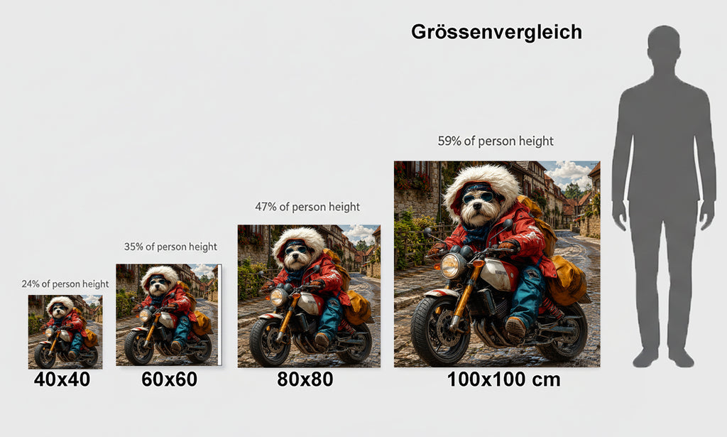 Wandbild Hunde auf Motorrad 9 Kunstdruck auf Leinwand
