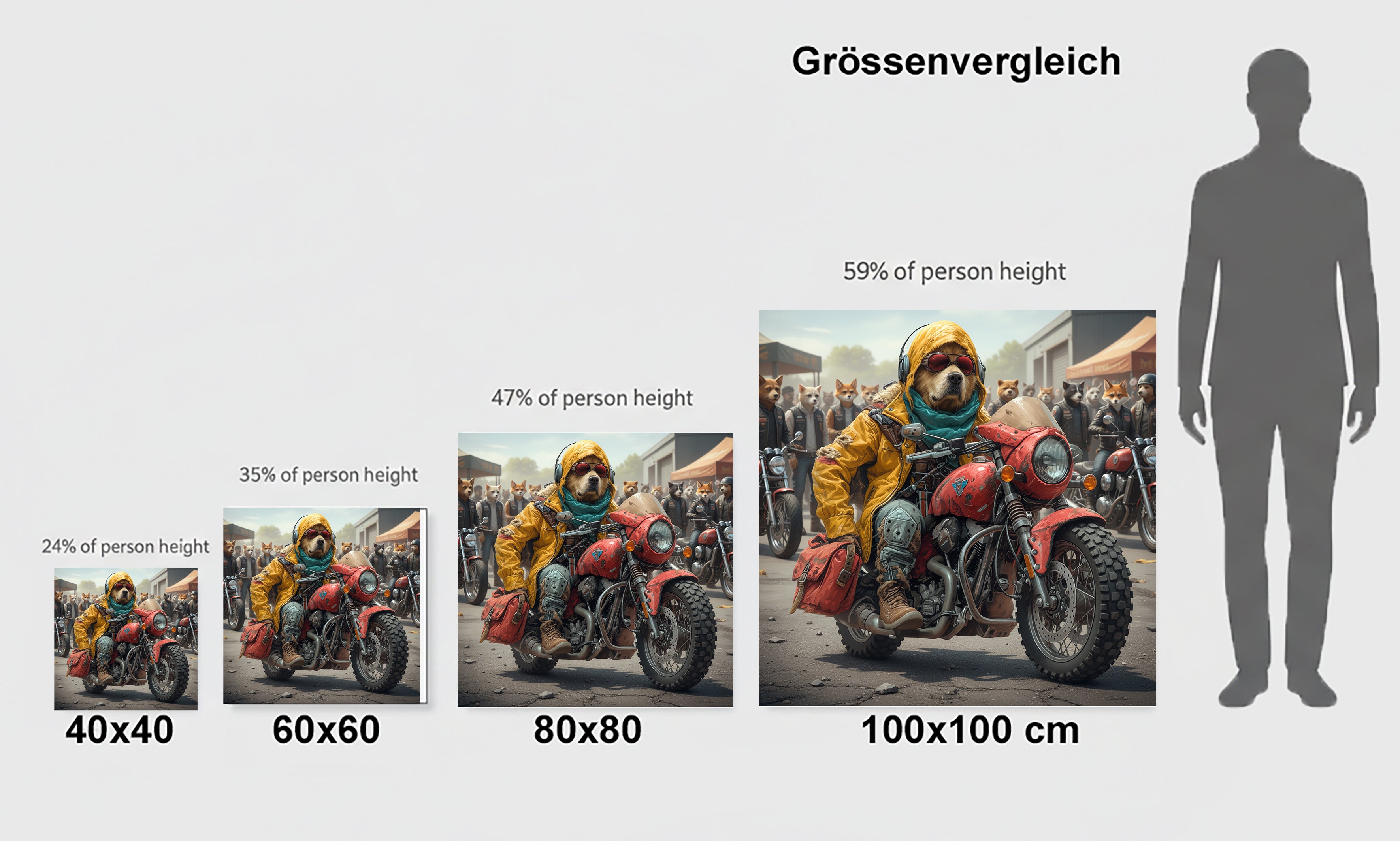 Wandbild Hunde auf Motorrad 12 Kunstdruck auf Leinwand