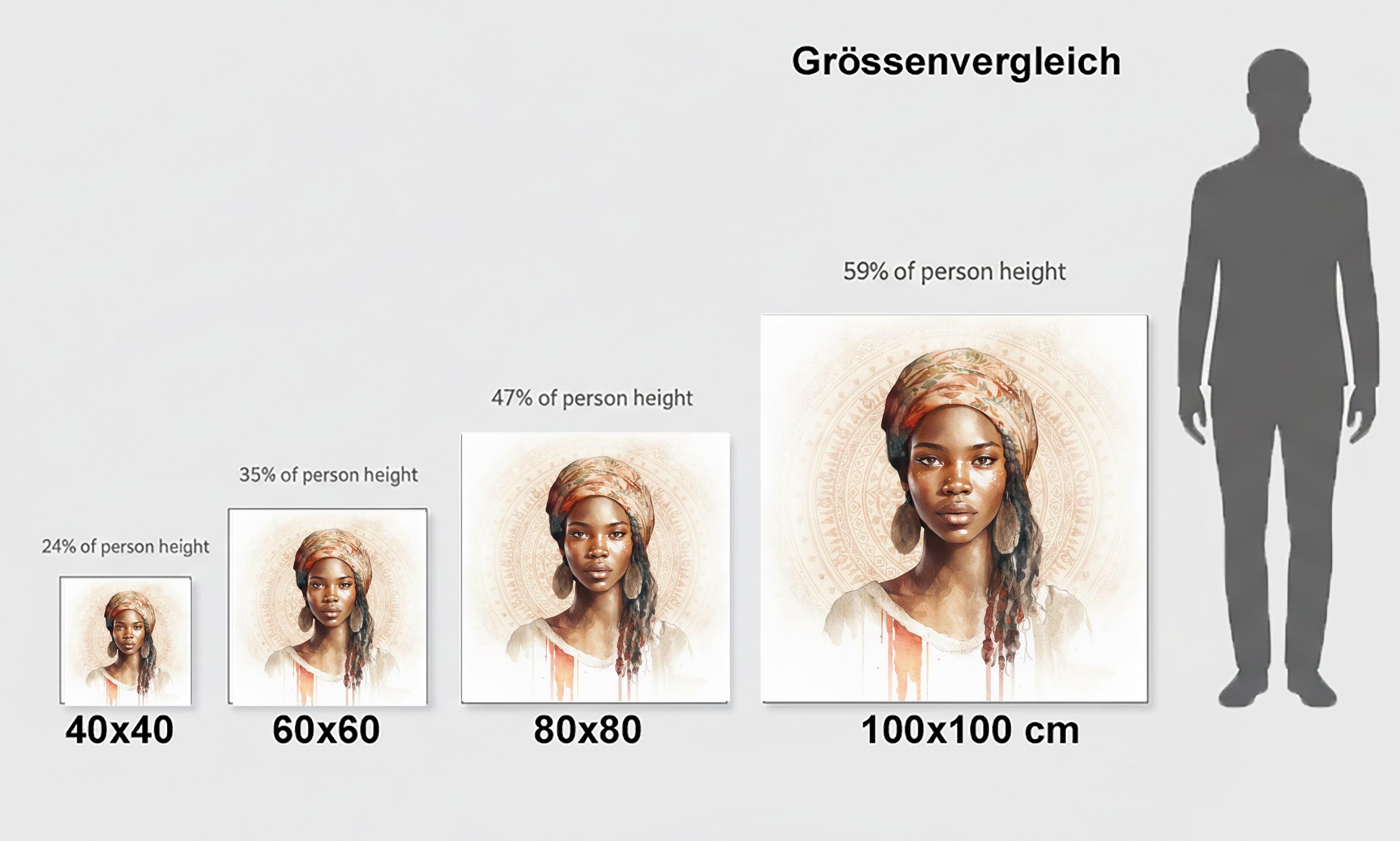 Wandbild Afrikanerin Portrait mit Blumenkopftuch und Creolen