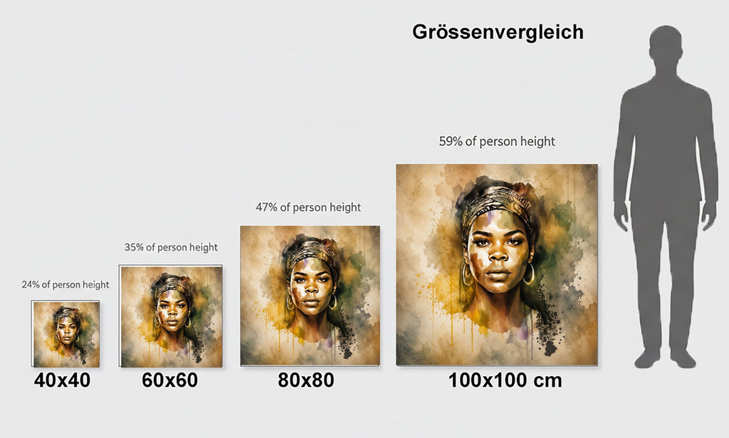 Afrikanerin Nr. 3 – Portrait mit Kopftuch Aquarell Kunstdruck auf Leinwand