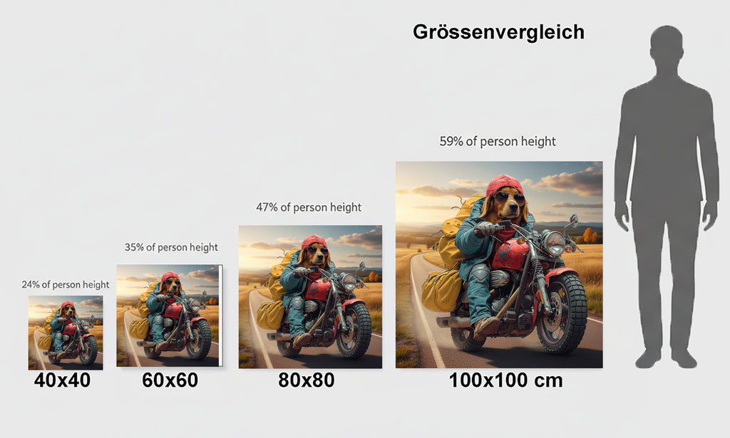 Wandbild Hunde auf Motorrad 5 Kunstdruck auf Leinwand