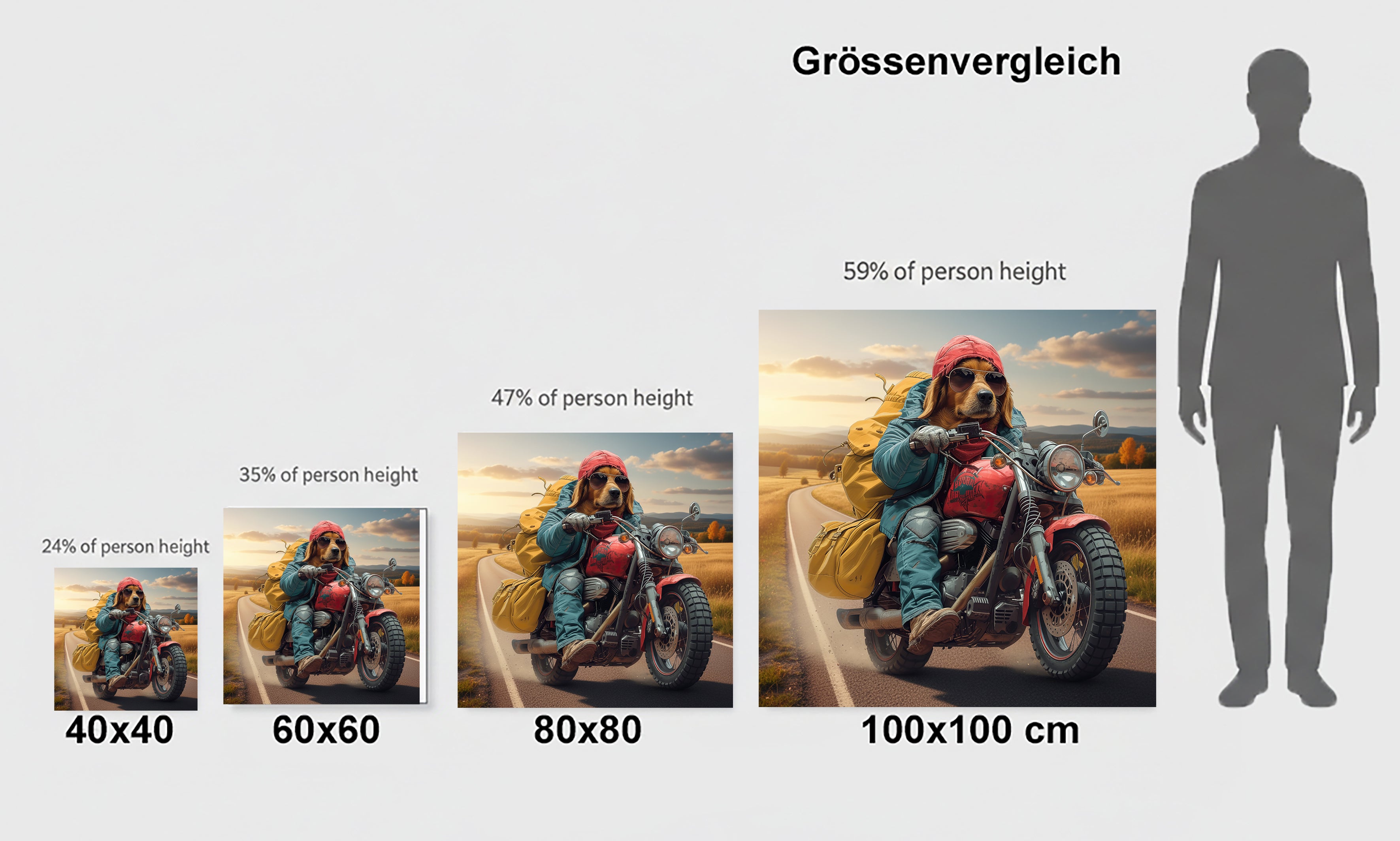 Wandbild Hunde auf Motorrad 5 Kunstdruck auf Leinwand