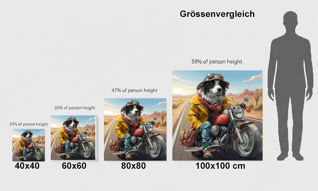 Wandbild Hunde auf Motorrad 3 Kunstdruck auf Leinwand