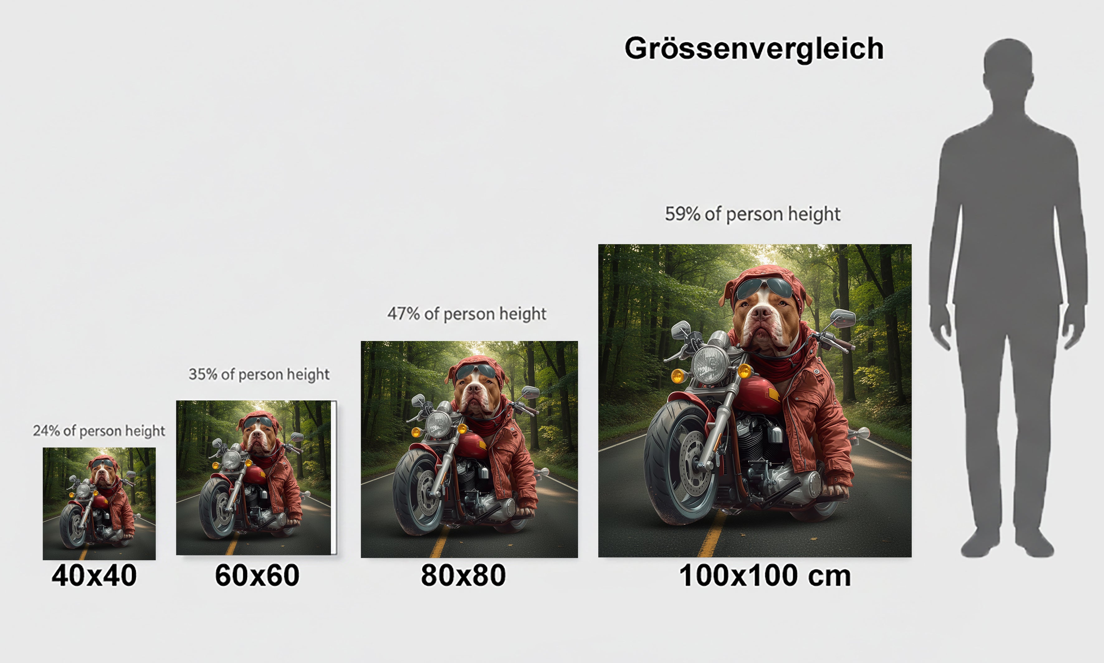 Wandbild Hunde auf Motorrad 1 Kunstdruck auf Leinwand