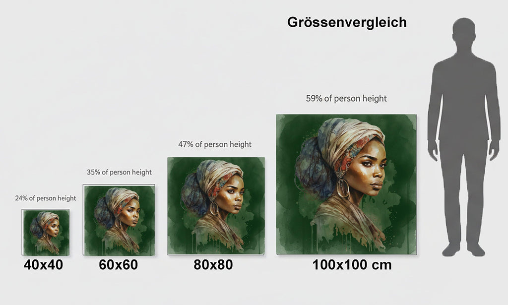 Wandbild Afrikanerin Portrait mit Kopftuch und Goldcreolen