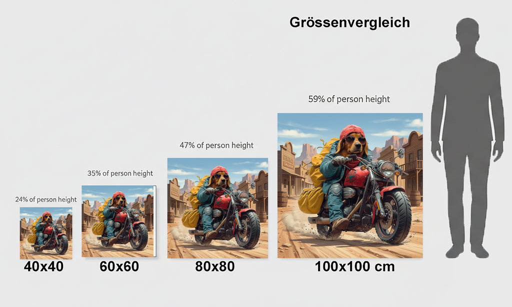 Wandbild Hunde auf Motorrad 5a Kunstdruck auf Leinwand