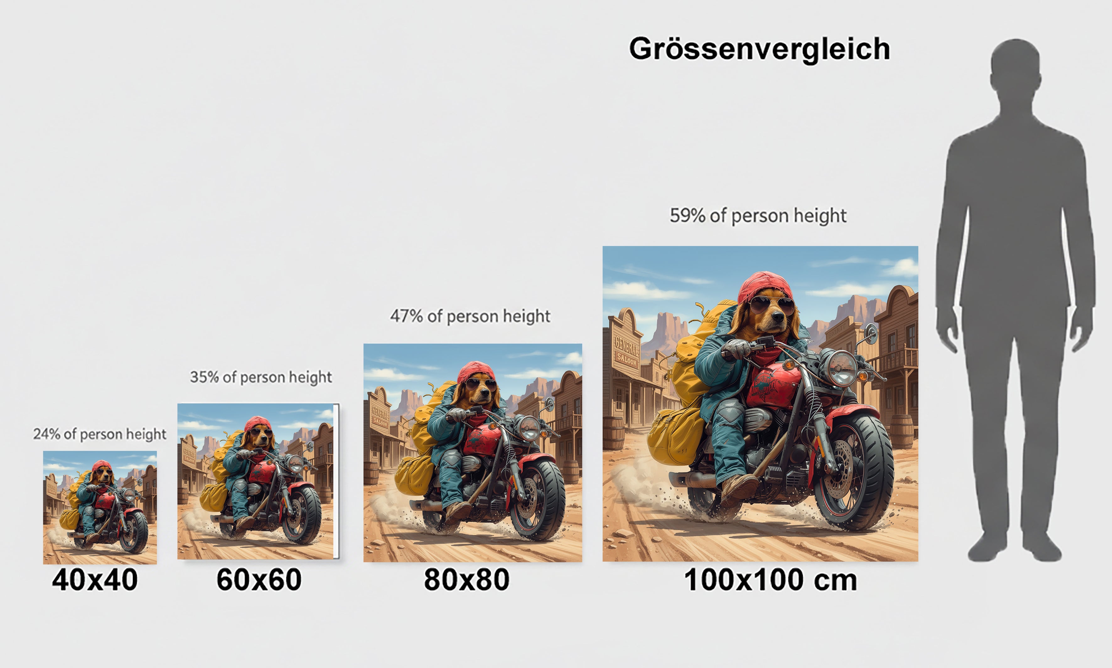 Wandbild Hunde auf Motorrad 5a Kunstdruck auf Leinwand