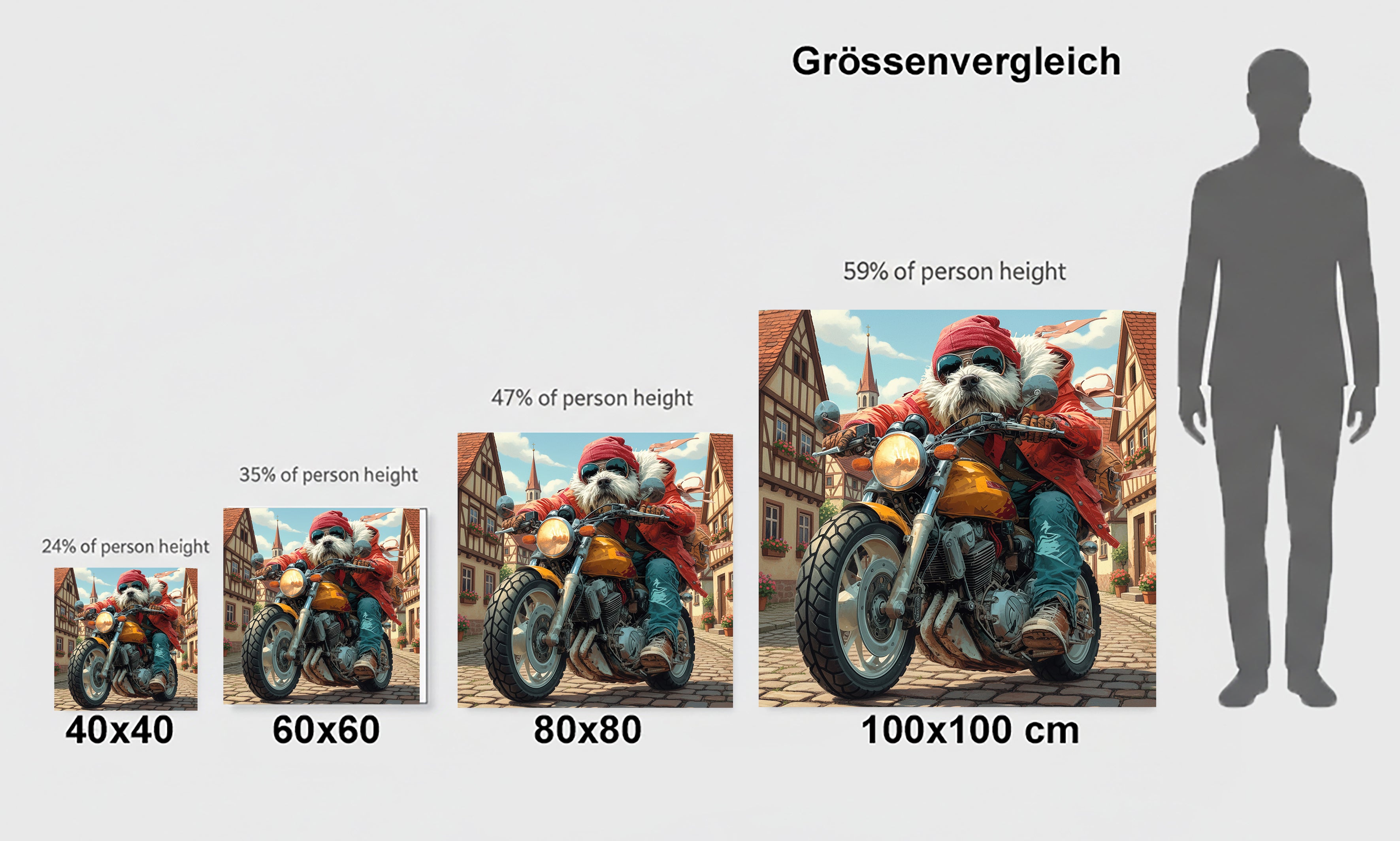 Wandbild Hunde auf Motorrad 7 Kunstdruck auf Leinwand