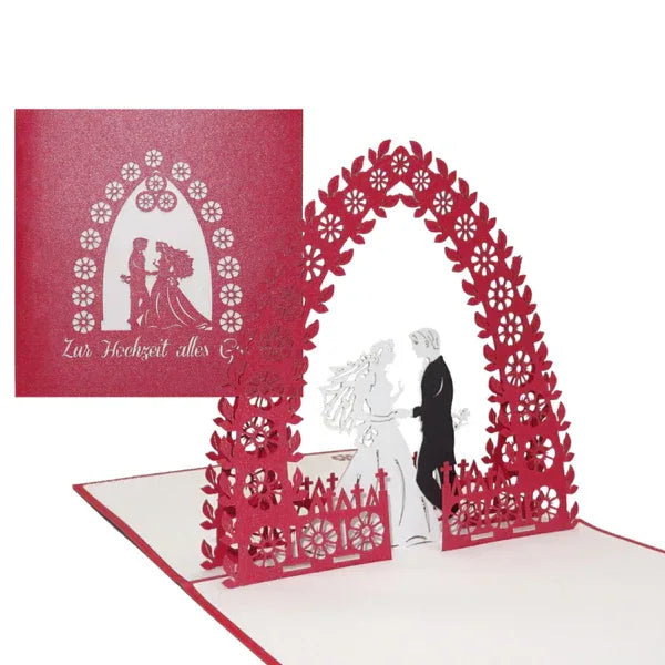 Pop-Up Karte "Brautpaar" 3D Hochzeitskarte, Glückwunschkarte, Hochzeitsgeschenk | Wandbild Galerie