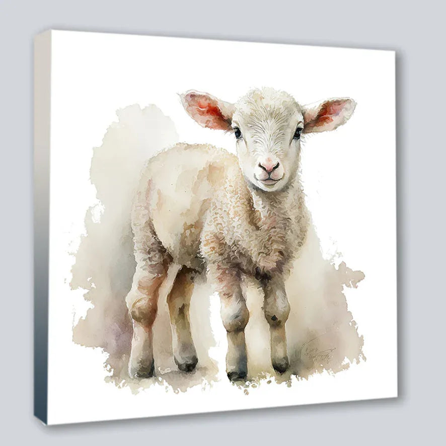 Wandbild Lämmchen 8 Kunstdruck auf Leinwand direkt zum Aufhängen | Wandbild Galerie