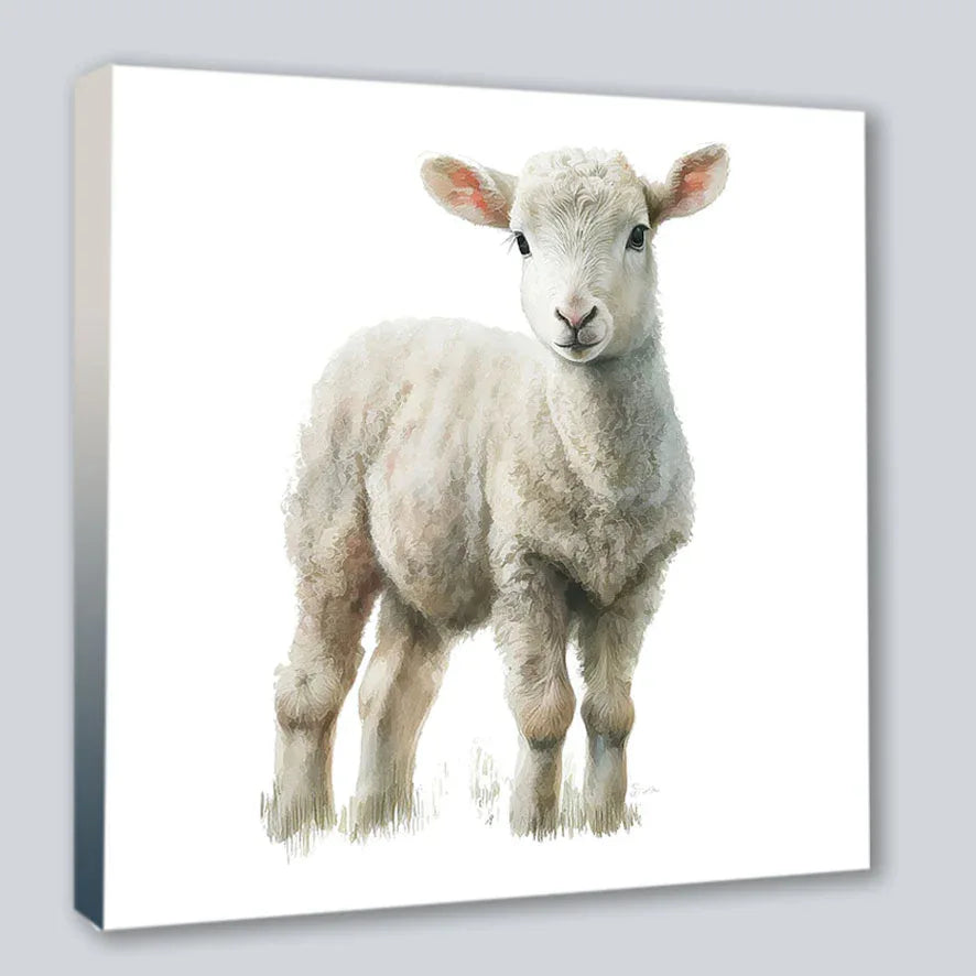 Wandbild Lämmchen 5 Kunstdruck auf Leinwand direkt zum Aufhängen | Wandbild Galerie
