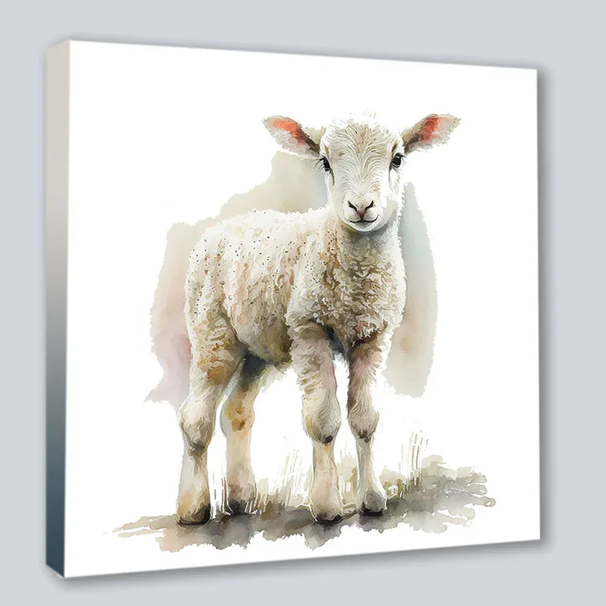 Wandbild Lämmchen 4 Kunstdruck auf Leinwand direkt zum Aufhängen | Wandbild Galerie