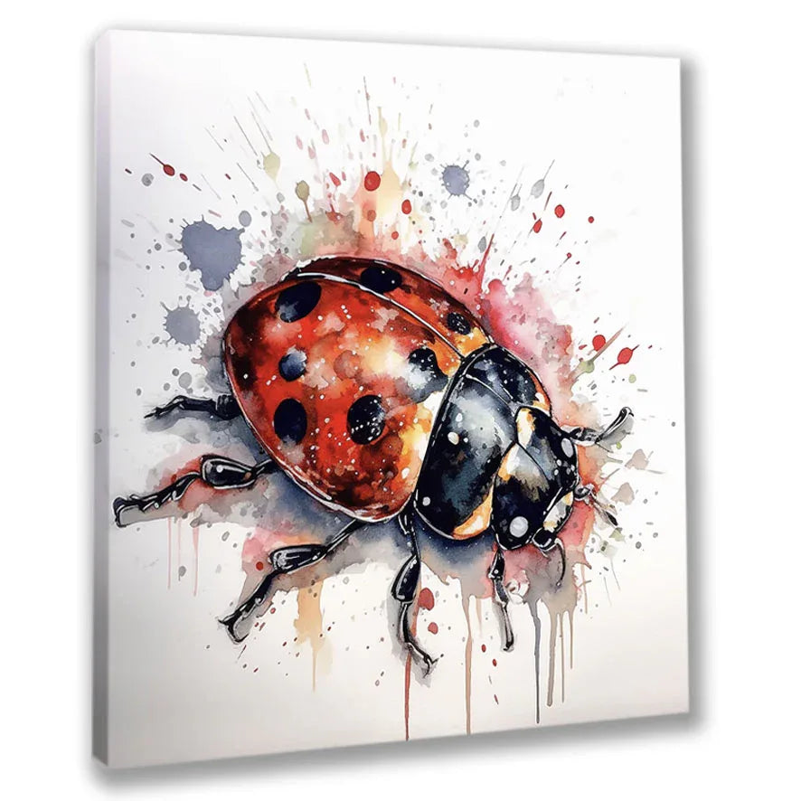 Wandbild Marienkäfer 4 Kunstdruck auf Leinwand direkt zum Aufhängen | Wandbild Galerie