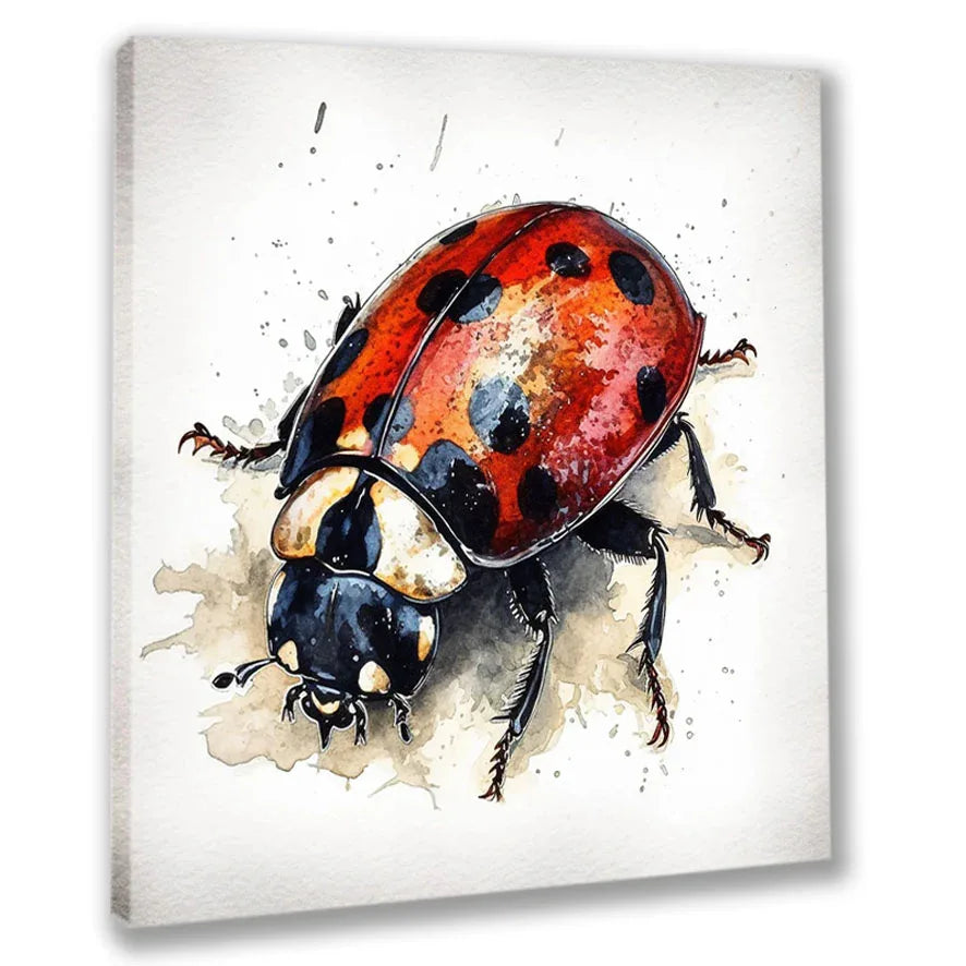 Wandbild Marienkäfer 3 Kunstdruck auf Leinwand direkt zum Aufhängen | Wandbild Galerie