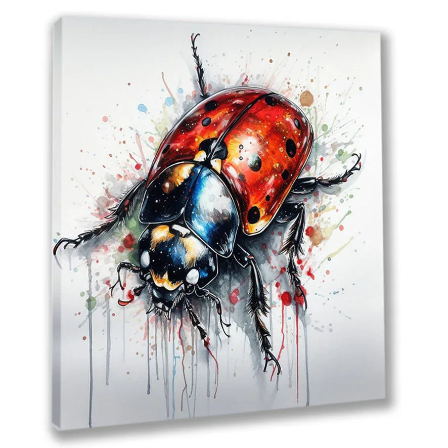 Wandbild Marienkäfer Kunstdruck auf Leinwand direkt zum Aufhängen | Wandbild Galerie