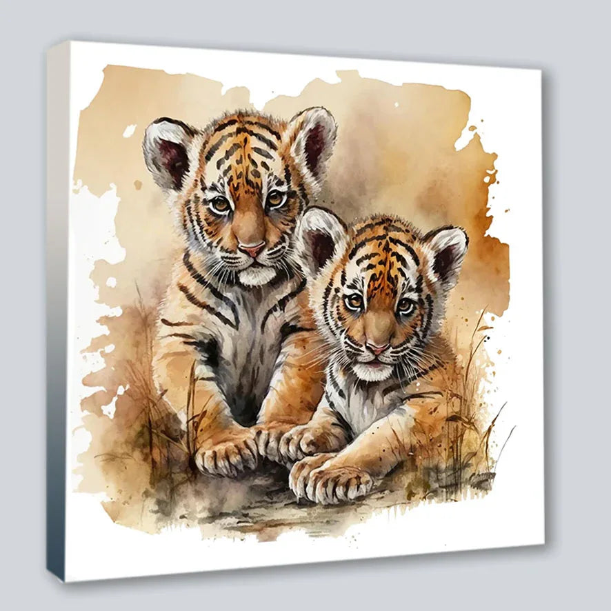 Wandbild Tiger 5 Kunstdruck auf Leinwand direkt zum Aufhängen | Wandbild Galerie