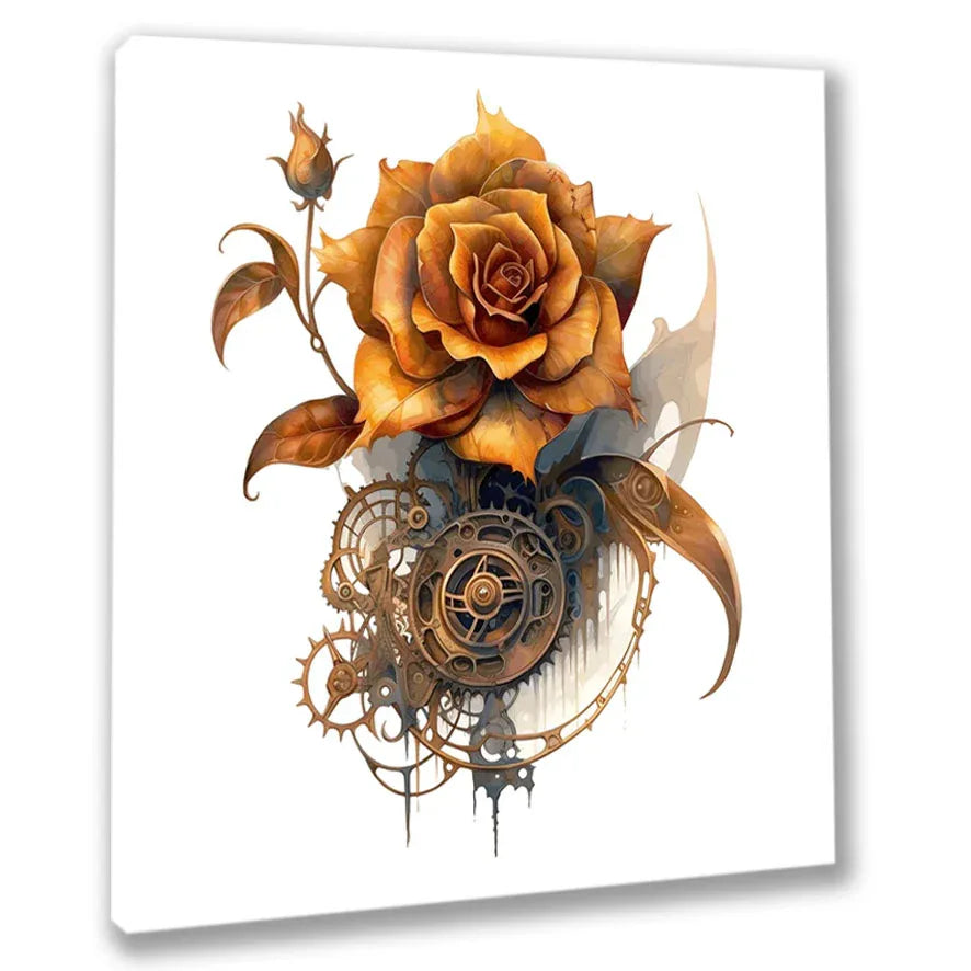 Wandbild Rosen 2 Steampunk Kunstdruck auf Leinwand direkt zum Aufhängen | Wandbild Galerie