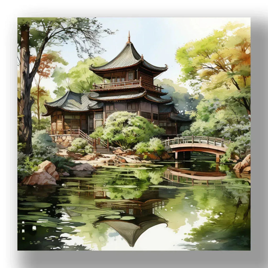 Japanischer Garten 2 Wandbild Kunstdruck auf Leinwand | Wandbild Galerie
