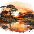 Afrikanische 2 Landschaft Wandbild Kunstdruck auf Leinwand | Wandbild Galerie