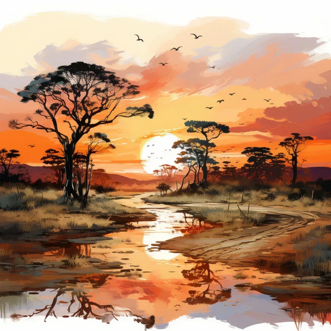 Afrikanische 3 Landschaft Wandbild Kunstdruck auf Leinwand | Wandbild Galerie