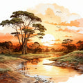 Afrikanische 3 Landschaft Wandbild Kunstdruck auf Leinwand | Wandbild Galerie