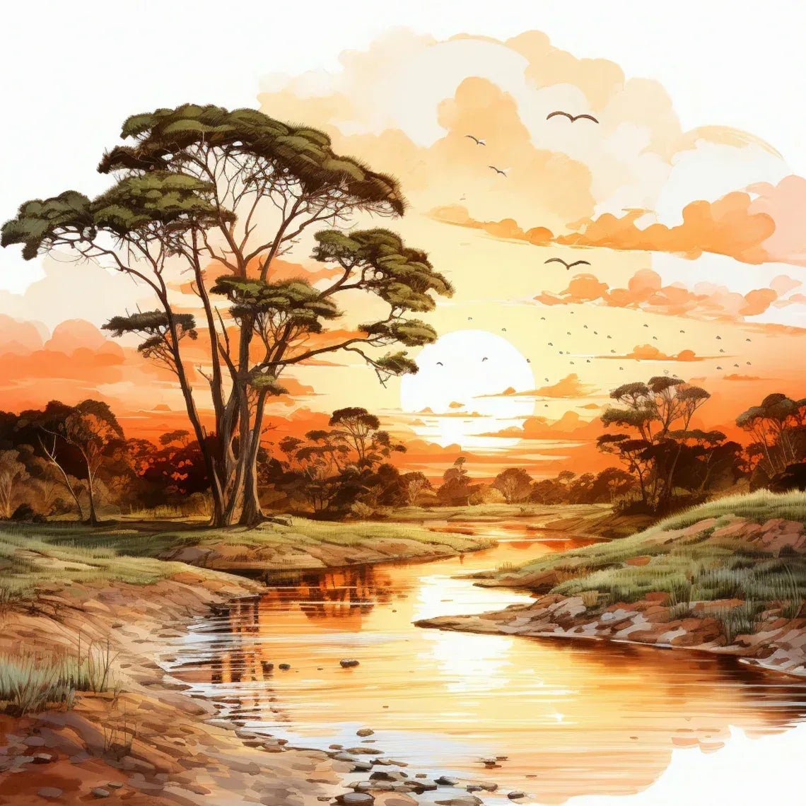Afrikanische 3 Landschaft Wandbild Kunstdruck auf Leinwand | Wandbild Galerie