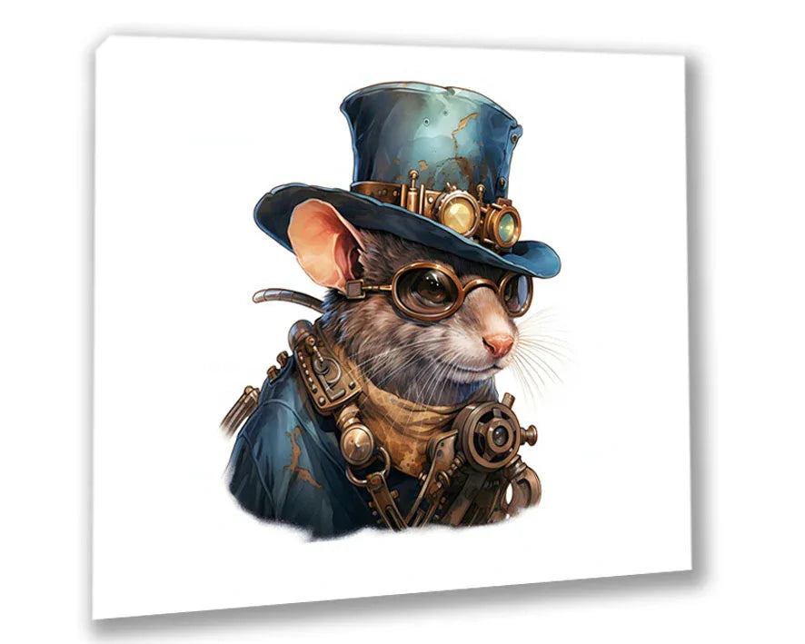 Wandbild Ratte 11 Steampunk Kunstdruck auf Leinwand direkt zum Aufhängen | Wandbild Galerie