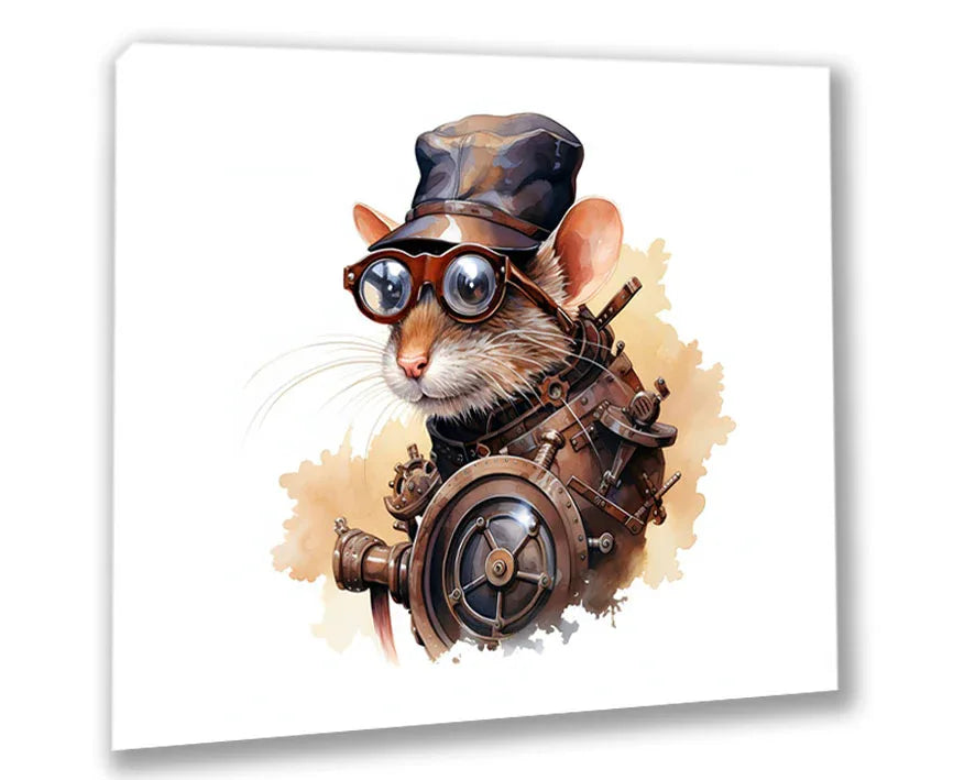 Wandbild Ratte 10 Steampunk Kunstdruck auf Leinwand direkt zum Aufhängen | Wandbild Galerie