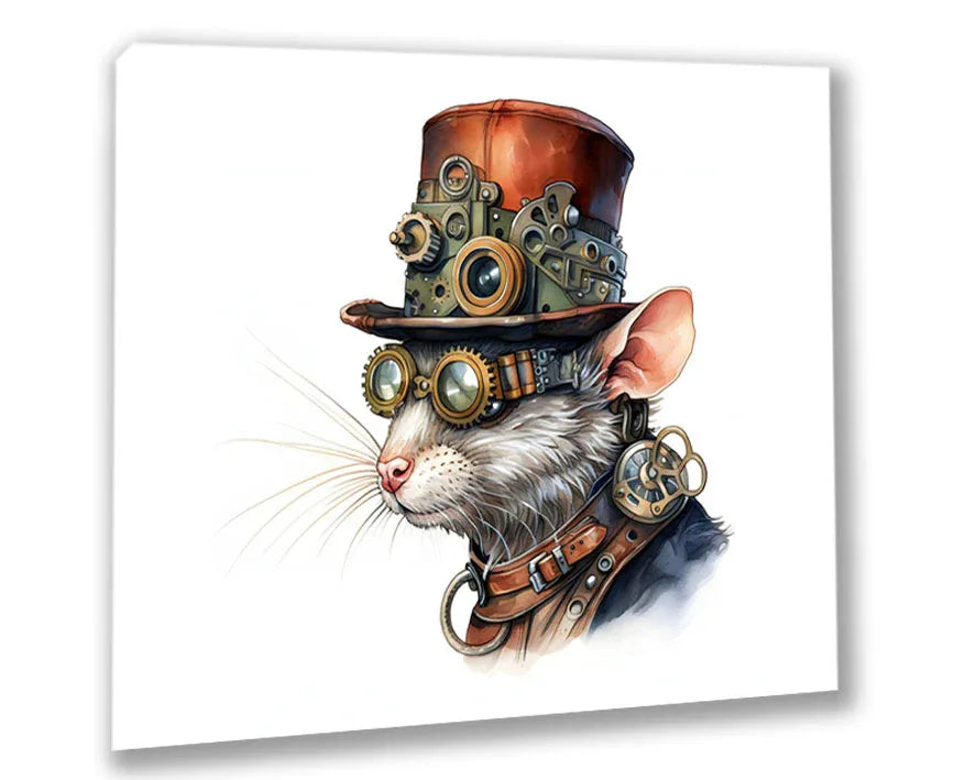 Wandbild Ratte 9 Steampunk Kunstdruck auf Leinwand direkt zum Aufhängen | Wandbild Galerie
