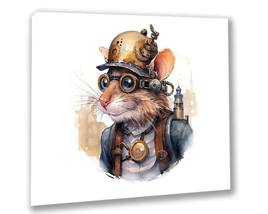 Wandbild Ratte 7 Steampunk Kunstdruck auf Leinwand direkt zum Aufhängen | Wandbild Galerie