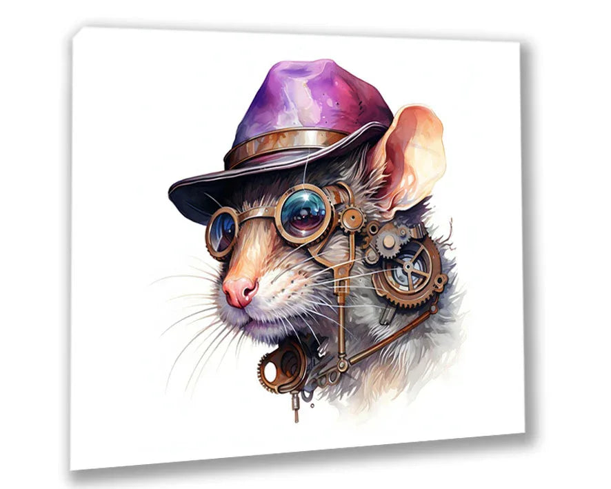 Wandbild Ratte 5 Steampunk Kunstdruck auf Leinwand direkt zum Aufhängen | Wandbild Galerie