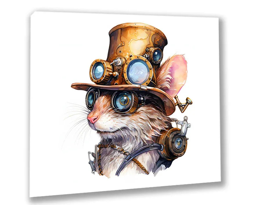 Wandbild Ratte 4 Steampunk Kunstdruck auf Leinwand direkt zum Aufhängen | Wandbild Galerie
