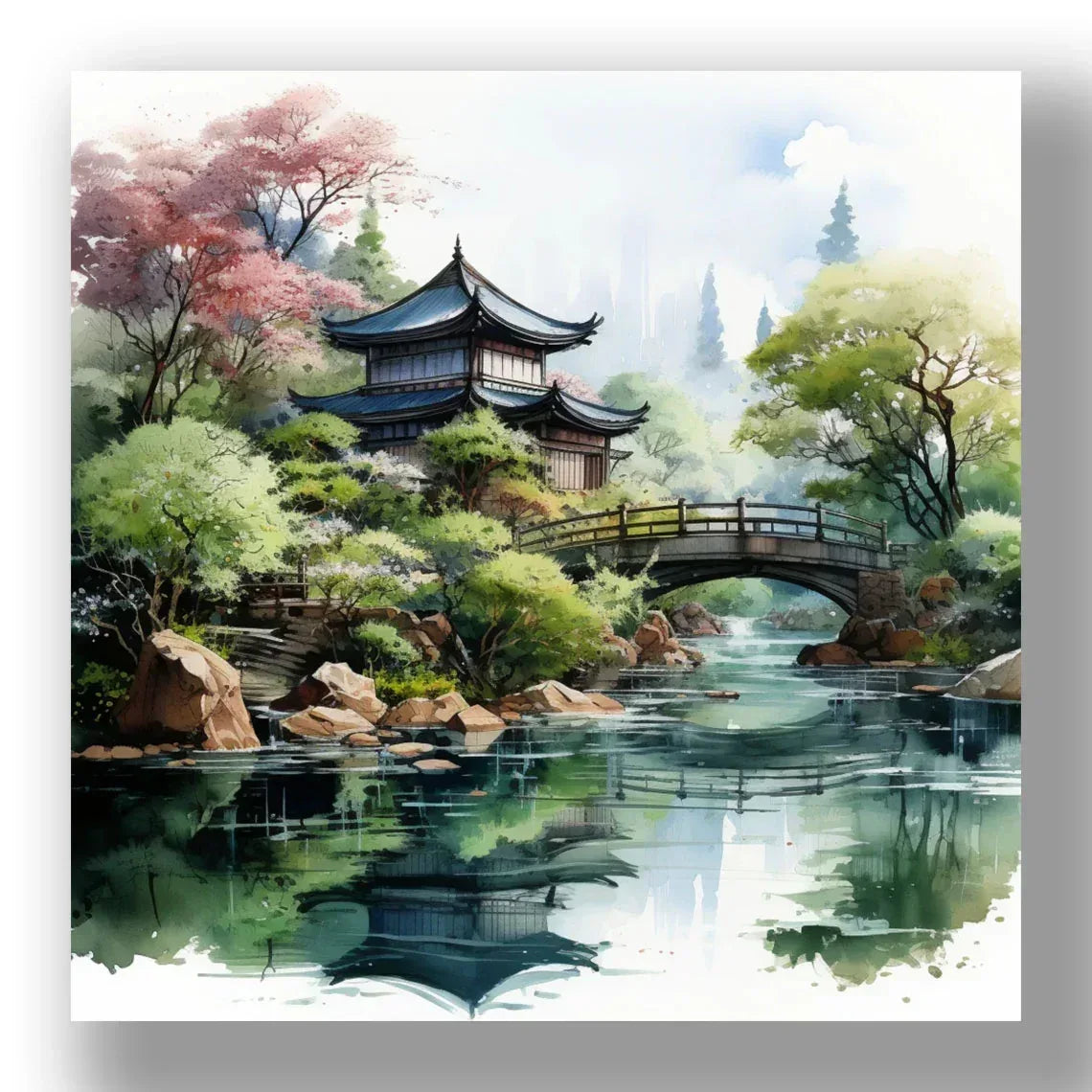 Japanischer Garten 3 Wandbild Kunstdruck auf Leinwand | Wandbild Galerie
