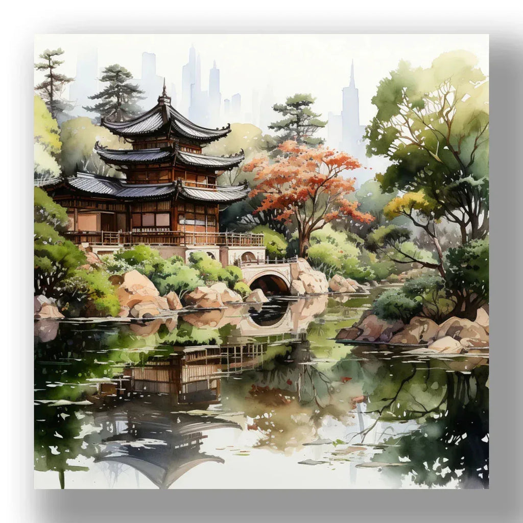 Japanischer Garten 4 Wandbild Kunstdruck auf Leinwand | Wandbild Galerie