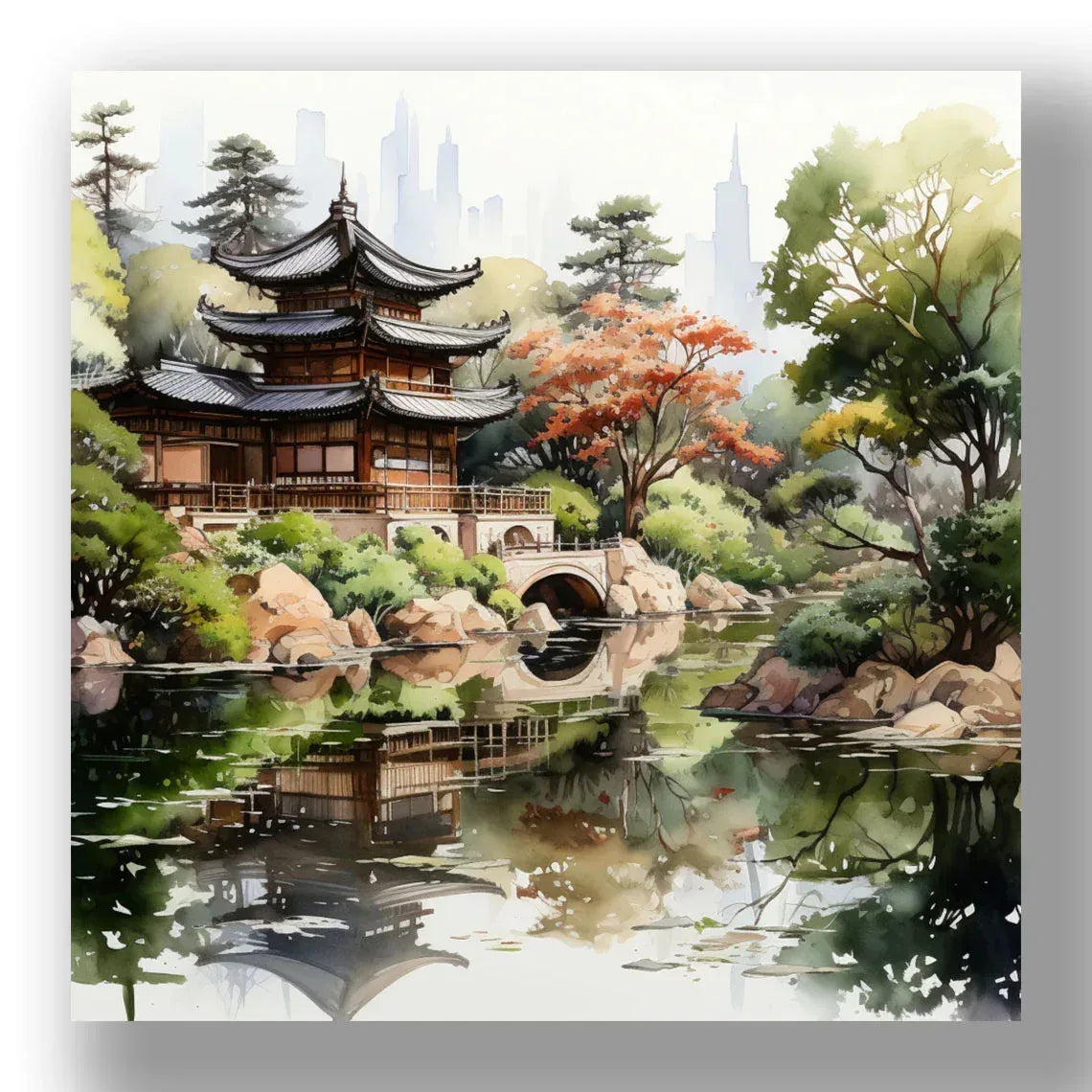 Japanischer Garten 4 Wandbild Kunstdruck auf Leinwand | Wandbild Galerie