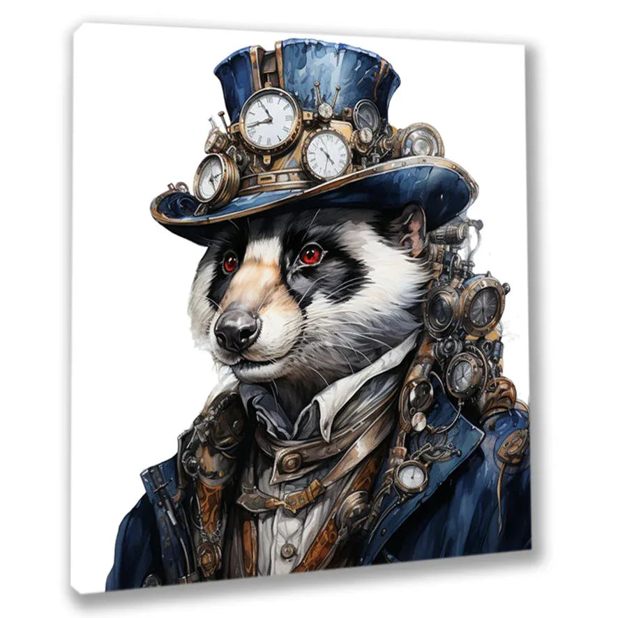 Wandbild Dachs Steampunk 4 Kunstdruck auf Leinwand direkt zum Aufhängen | Wandbild Galerie