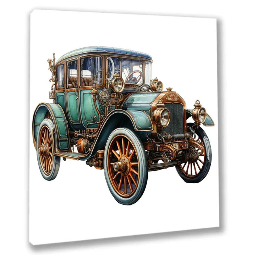 Wandbild Steampunk Oldtimer Autos 4 Kunstdruck auf Leinwand | Wandbild Galerie