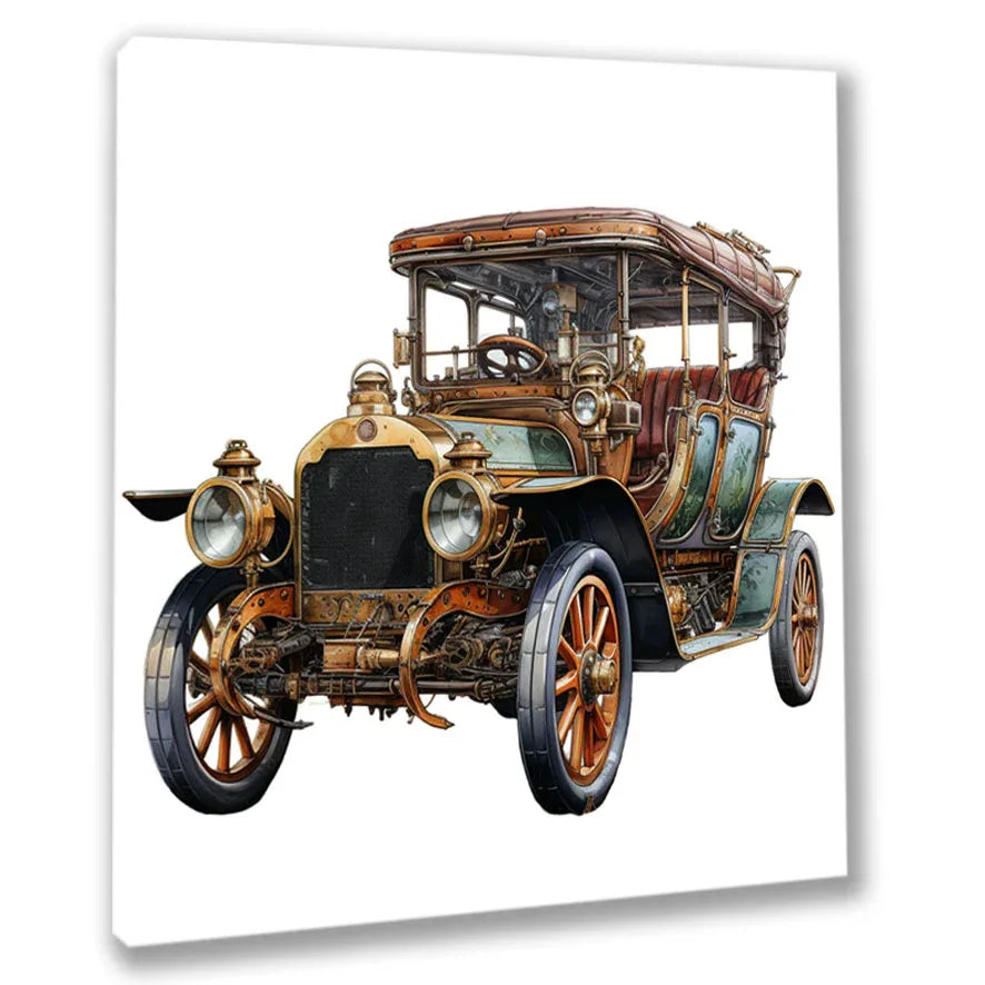 Wandbild Steampunk Oldtimer Autos 3 Kunstdruck auf Leinwand | Wandbild Galerie