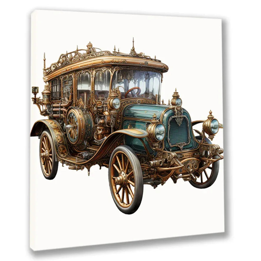 Wandbild Steampunk Oldtimer Autos 1 Kunstdruck auf Leinwand | Wandbild Galerie